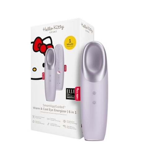 GESKE x Hello Kitty | SmartAppGuided™ Warm & Cool Eye Energizer | 6 in 1 | Augenmassagegerät | Massagegerät gegen Augenringe | Tränensäcke und Schlupflider entfernen | Elektrische Augenmassage