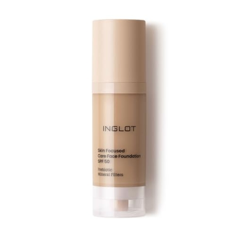 Inglot Illuminierende Foundation mit Hautpflege-Vorteilen | Sonnenschutz | Vegane Formel | Skin Focused Care Gesichtsfoundation SPF 50 | 30 ml 311 Neutral Beige