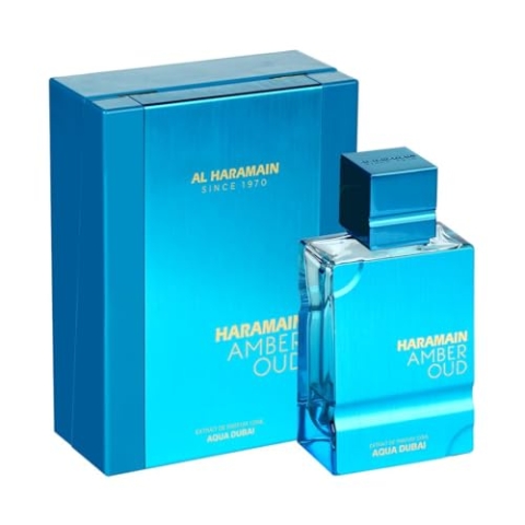 Al Haramain Amber Oud Aqua Dubai 100 ml Eau de Parfum Spray | Luxuriöses arabisches Parfüm für Damen und Herren | Fruchtiger, frischer Amber- und Moschusduft