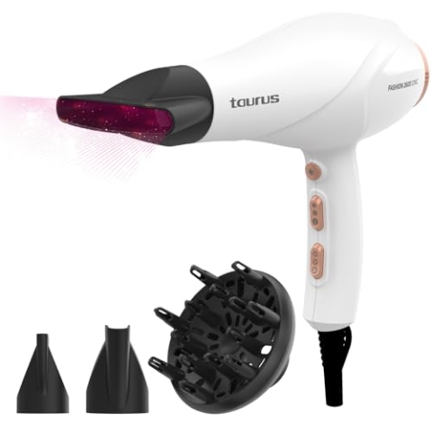 Taurus Fashion Ionic Haartrockner, 2600 W, professioneller AC-Motor, Ionen-Technologie, einstellbare Leistung, 3 Temperaturstufen und 2 Geschwindigkeitsstufen, Konzentrator und 2 Diffusoren