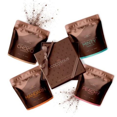 COCOSOLIS SCRUB Kaffee-Body Scrub-Set - ätherische Öle - Das perfekte luxuriöse Geschenkset Frauen - 3 x Peeling Körper und 1 x Peeling Gesicht (280 gr)