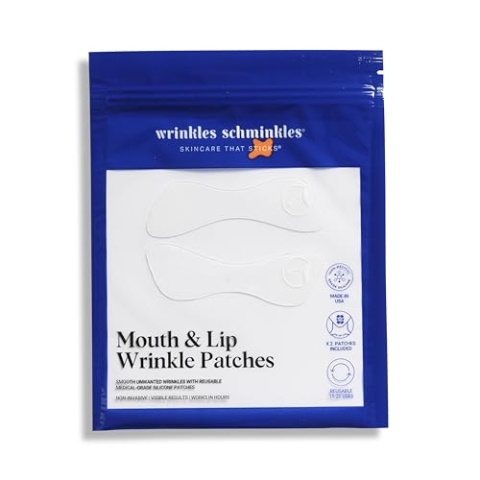 Wrinkles Schminkles Mund- und Lippenfaltenpflaster - Wiederverwendbare Silikon-Glättungspads zur spürbaren Faltenreduzierung - Lippenfaltenprävention für jugendliche, glatte Haut (2 Pack)