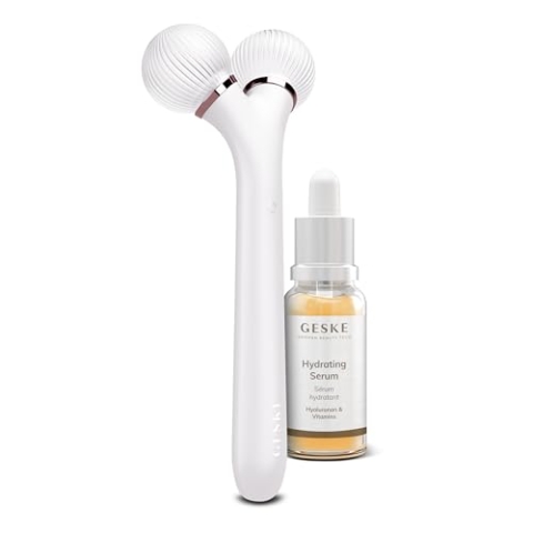GESKE | Sonic Facial Roller 4 in 1 inkl. Hydrating Serum | SmartAppGuided Dermaroller | Set mit passender Kosmetik-Zugabe | Beauty-Bundle