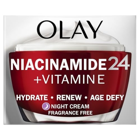 Niacinamide 24 Vitamin E Feuchtigkeitscreme, Nachtcreme mit 99% reinem Niacinamid, Vitamin E, Sheabutter, parfümfrei, 50 ml