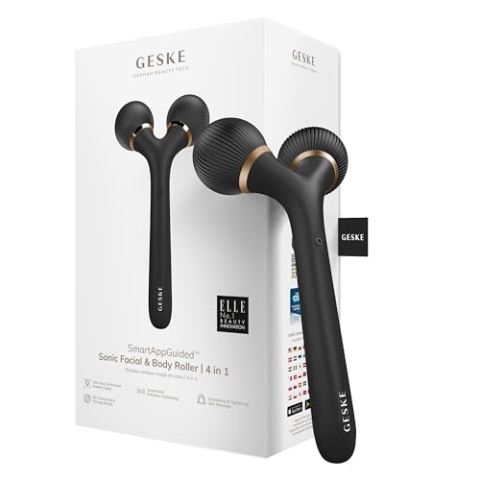 GESKE | SmartAppGuided™ Sonic Facial & Body Roller | 4 in 1 | Derma Roller | Gerät für Gesicht und Körper | Professioneller Gesichtsroller | Strafft und definiert Körper und Gesicht