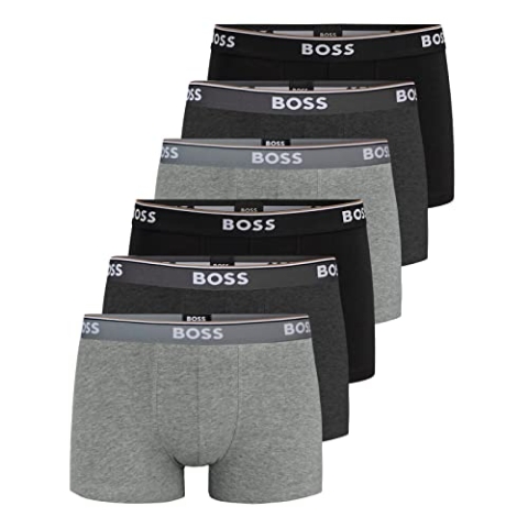 BOSS Herren Power Boxer Trunks Unterhosen Cotton Stretch 6er Pack, Farbe:Mehrfarbig, Wäschegröße:2XL, Artikel:-061 Black/Anthracite/Grey