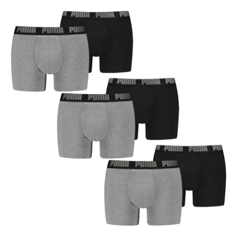 PUMA Herren Boxer Boxershorts Shorts Unterhosen Comfort Stretch 6er Pack, Wäschegröße:XL, Artikel:-003 Grey Melange/Black