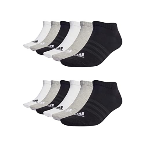 adidas 12 Paar Sportswear Low Cut Sneaker Socken Unisex Kurzsocke, Farbe:White/Grey Heather/Black, Socken & Strümpfe:43-45