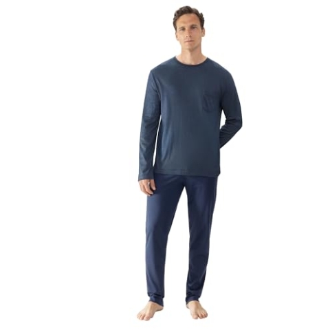 Mey Nachtwäsche Serie Bennison Herren Schlafanzüge lang Yacht Blue XXL(56)