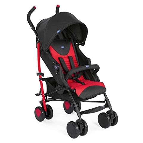 Chicco Echo Leichter Zusammenklappbarer Kinderwagen von 0 Monaten bis 22 kg, Kompakter Kinderbuggy mit Frontbügel, Schlafposition, Regenschirmverschluss, Verstellbarer Sonnenschirm
