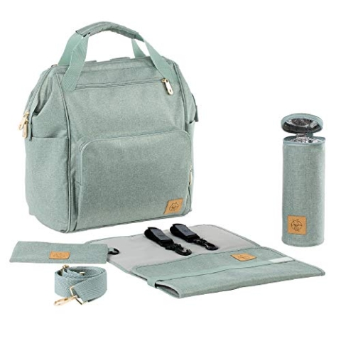 LÄSSIG Baby Wickelrucksack Wickeltasche inkl. Wickelzubehör nachhaltig produziert/Goldie Backpack, mint