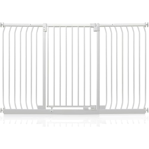 Safetots Extra Hohes Elite Sicherheitsschutzgitter, 170cm - 179cm, Matt Weiß, Extra hohe 96.8cm Höhe, Treppenschutzgitter mit Druckmontage, Sicherheitsbarriere, Einfache Installation