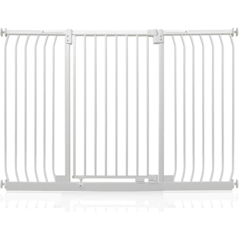 Safetots Extra Hohes Elite Sicherheitsschutzgitter, 152cm - 161cm, Matt Weiß, Extra hohe 96.8cm Höhe, Treppenschutzgitter mit Druckmontage, Sicherheitsbarriere, Einfache Installation