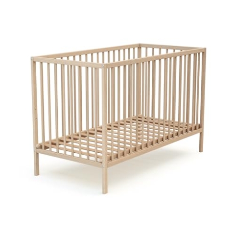 WEBABY – Babybett aus Holz natur - Buche 60 x 120 cm | Kinderbett für Neugeborene/Kleinkinder|Ab der Geburt|3-fach höhenverstellbar|Lattenrost