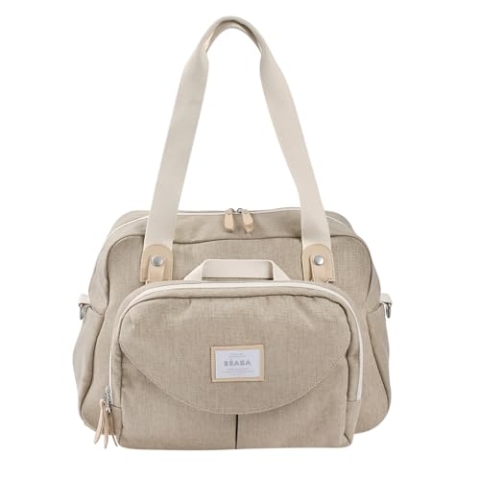 BÉABA, Wickeltasche Genève II, modular, große Kapazität, mehrere Fächer, abnehmbare Vordertasche, isolierte Mahlzeitentasche, Kinderwagenbefestigung, Tonerde