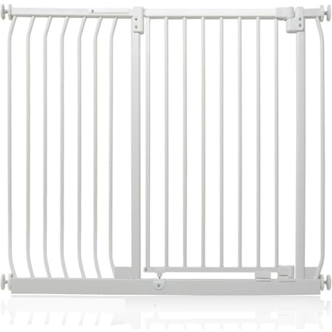 Safetots Extra Hohes Elite Sicherheitsschutzgitter, 116cm - 125cm, Matt Weiß, Extra hohe 96.8cm Höhe, Treppenschutzgitter mit Druckmontage, Sicherheitsbarriere, Einfache Installation