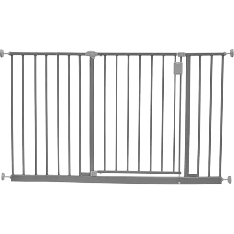 Safetots Extragitter für breite Flure, 122cm - 128cm, Grau, Babygitter mit Druckbefestigung, Sicherheitsbarriere für Flure und große Räume, Einfache Installation