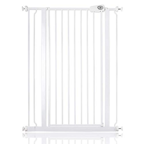 Bettacare Extra hoher Sicherheitsgitter für Kinder und Hunde, 81.4cm - 89cm, Weiß, Extra hohes Babygitter von 104cm Höhe, Druckmontage-Sicherheitsgitter für Treppen