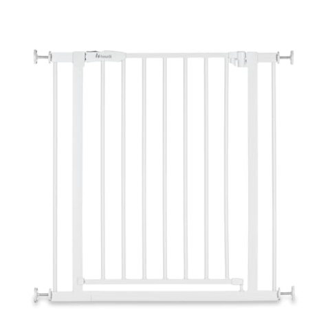 hauck Open N Stop 2, Weiß – Schutzgitter Treppe und Tür 75–80 cm – Kindersicheres Absperrgitter ohne Bohren – Manuelle 1 Hand Öffnung – nur für Innen