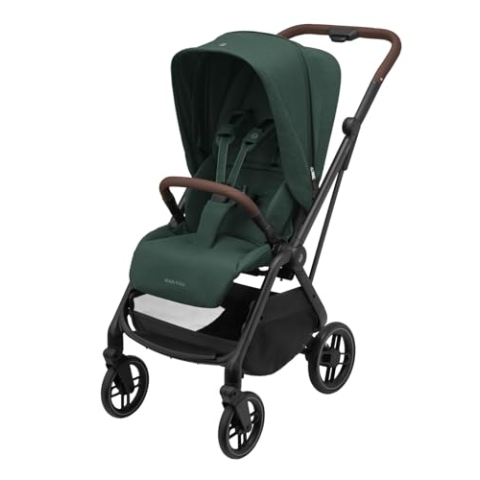 Maxi-Cosi Leona² Kinderwagen, 0–4 Jahre, 0–22 kg, federleichter, superkompakt Buggy, umdrehbare Sitz, einhändig zusammenklappbar, 3Liegepositionen, flache Liegeposition,Easy-In-Gurts, Twillic Green