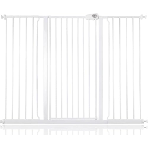 Bettacare Extra Hohes Sicherheitsgitter für Kinder und Hunde, 139.8cm - 147.4cm, Weiß, Extra Hohes Babygitter von 104cm Höhe, Druckmontage-Sicherheitsgitter für Treppen