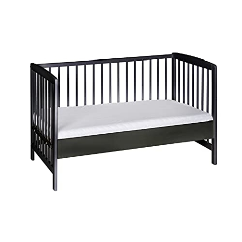Schardt - Baby Beistellbett Micky - schwarz - 60x120cm - aus massivem Buchenholz - Stufenlos Höhenverstellbar - inkl. Umbauseiten und Sicherheitsgurt