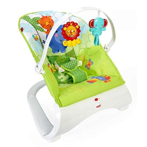 Fisher-Price CJJ79 Comfort Curve Wippe Babyschaukel und Sitz mit, ab nehmbarem Spielbügel inkl. Tierspielzeug, ab 0 Monaten, max. 9 kg