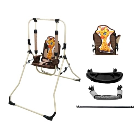 2in1 Skyline Kinderschaukel Babyschaukel Babywippe Zimmerschaukel Gartenschaukel Indoor Outdoor Baby Schaukel Hochstuhl in einem Sicherheitsgurt mit Bügel zusammenklappbar Drinnen Draußen (Giraffe)