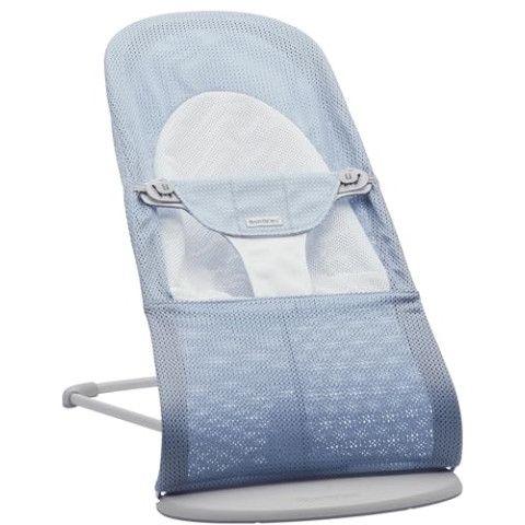 BabyBjörn Babywippe Balance Soft, Netzstoff, Himmelblau/Weiß