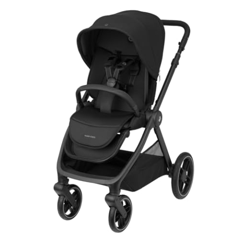 Maxi-Cosi Oxford Baby Kinderwagen, 0–4 Jahre, 0–22 kg, kompakt zusammenklappbar, Geräumiger Sitz, Sanfte Federung, 3 Liegepositionen, 10 kg großen Aufbewahrungskorb, Twillic Black