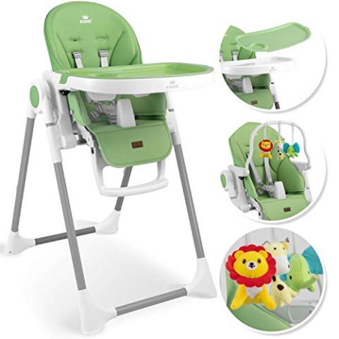 KIDIZ® 3in1 Hochstuhl Kinderhochstuhl inkl. Spielbügel, Babyliege, Kombihochstuhl Babyhochsitz,7 höhenverstellbar Verstellbare Rückenlehne, mitwachsend ab 0 Monate bis 6 Jahre Babystuhl, Grün