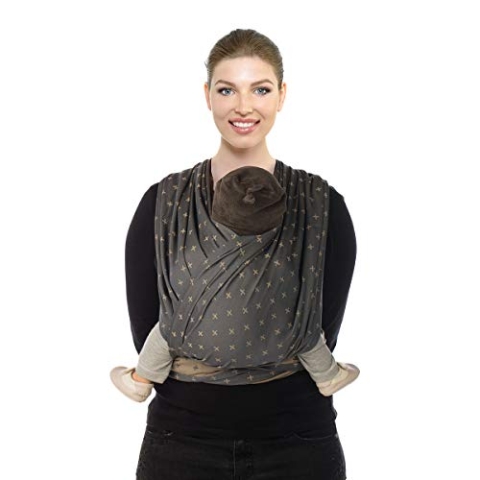 BABYLONIA Baby Carriers | Tragetuch Baby | Babytrage Neugeborene ab Geburt | Baby Carrier | 100% Bio-Baumwolle | Modell BB SLEN | 490 cm | Grey Plus