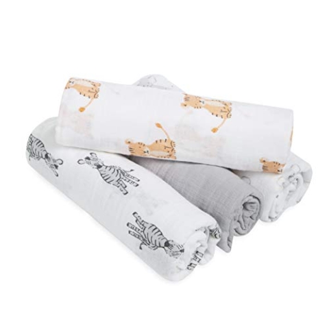aden by aden + anais safari waves, Pucktücher, Musselin aus 100% Baumwolle, 112cm X 112cm, 4er Pack