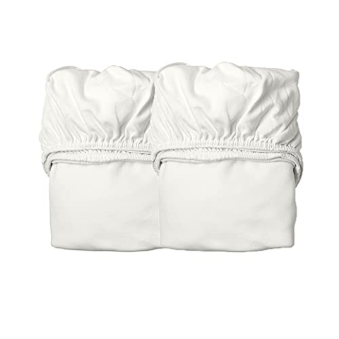 Leander Laken/Spannbetttücher - 2 Stück für Leander Babybett + Linea Babybett + Luna Babybett 120x60cm - Farbe: snow