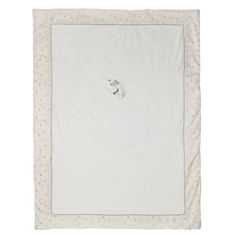 Nattou Große Kuscheldecke aus Baumwolle und Polyester, Dachs Felix, 100 x 135 cm, Felix und Leo, Weiß