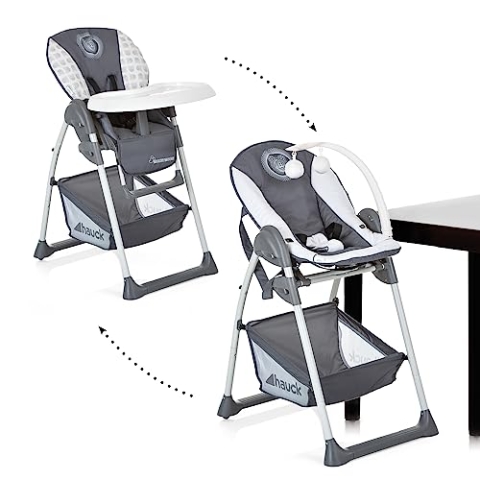 hauck Hochstuhl mit Babyliege Sit N Relax 2in1 ab Geburt bis 15 kg, Höhenverstellbarem Gestell mit Rollen, XL Korb, Essbrett, Klappbar, Verstellbar, Spielebogen (Disney Mickey Cool Vibes)