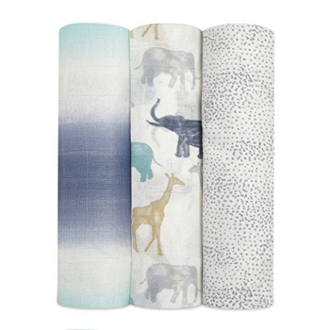 aden + anais Silky Soft Musselin-Pucktücher, Decken für Neugeborene Mädchen & Jungen, Baby & Kleinkind Wickeltücher Set aus Bambus Viskose, 120x120cm, 3er Pack, Expedition
