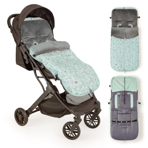 INTERBABY Universal Fußsack Kinderwagen Winter | Weiche, Warme, Wintersack Kinderwagen | Abnehmbare fußsack, Doppelte Öffnung, Leicht zu Waschen, Antiallergene Materialien, Grüne Tiere