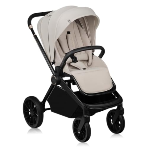 Lionelo MIKA PLUS Kinderwagen 6-48 Monate bis 22 kg, Verstellbare Rückenlehne und Fußstütze, Federung, 360° drehbare PU-Räder, Wasserdichtes XXL-Verdeck, UPF50+