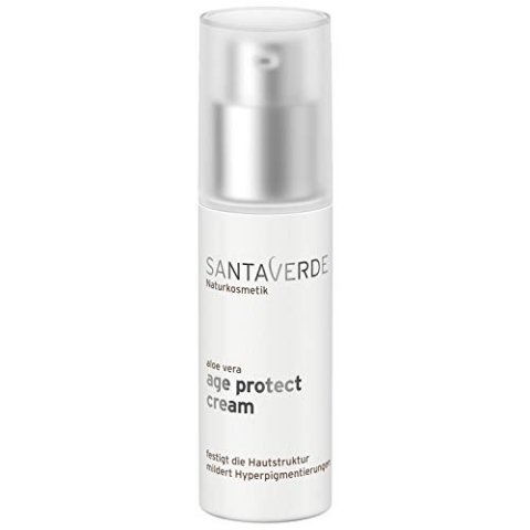 Santaverde / age protect cream / Anti-Aging Gesichtscreme / regenerierend / glättend / feuchtigkeitsspendend / festigt die Hautstruktur / mildert Pigmentflecken / für anspruchsvolle & sensible Haut / reiner Aloe Vera Saft / eigener, kontrolliert