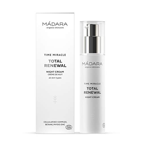 MÁDARA Organic Skincare | Time Miracle Total Renewal Night Cream - 50ml, Mit multimolekularer Hyaluronsäure und ausgleichendem Physio-Zinc, Basierend auf nordischem Birkenwasser, Vegan