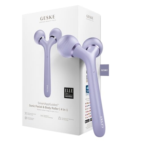 GESKE | SmartAppGuided™ Sonic Facial & Body Roller | 4 in 1 | Derma Roller | Gerät für Gesicht und Körper | Professioneller Gesichtsroller | Strafft und definiert Körper und Gesicht