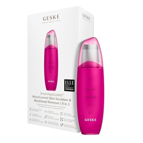 GESKE | SmartAppGuided™ MicroCurrent Skin Scrubber & Blackhead Remover | 9 in 1 | Skincare Tools | Face Cleaning | Anti Aging und Reinigung | Professionelle Gesichtsstraffung | Mitesserentferner