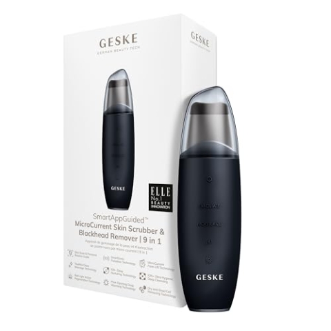 GESKE | SmartAppGuided™ MicroCurrent Skin Scrubber & Blackhead Remover | 9 in 1 | Skincare Tools | Face Cleaning | Anti Aging und Reinigung | Professionelle Gesichtsstraffung | Mitesserentferner