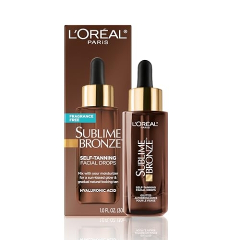 L'Oreal Paris Sublime Bronze Self Tanning Drops Gesichtstropfen mit Hyaluronsäure, Gradual Tan, Duft-Free, 1 ml