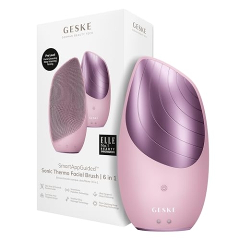 GESKE | SmartAppGuided™ Sonic Thermo Facial Brush | 6 in 1 | Hautreinigung | Reinigungsbürste mit Wärmefunktion | Gesichtsmassagegerät | elektrische Gesichtsbürste | Gesichtsreinigungsgerät