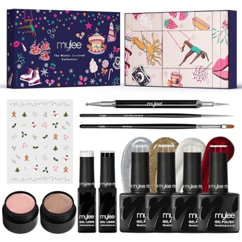 Mylee Winter Carnival Collection, Gellackfarben + Zubehör, Maniküre, Pediküre UV/LED Lack für Professionellen Gebrauch im Salon und zu Hause [Weihnachten 2023] Lang Anhaltend und Einfach Aufzutragen