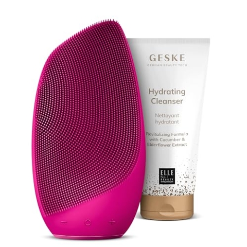 GESKE | SmartAppGuided™ Sonic Thermo Facial Brush | 6 in 1 + GESKE Hydrating Cleanser | Set mit passender Kosmetik-Zugabe | Beauty Bundle