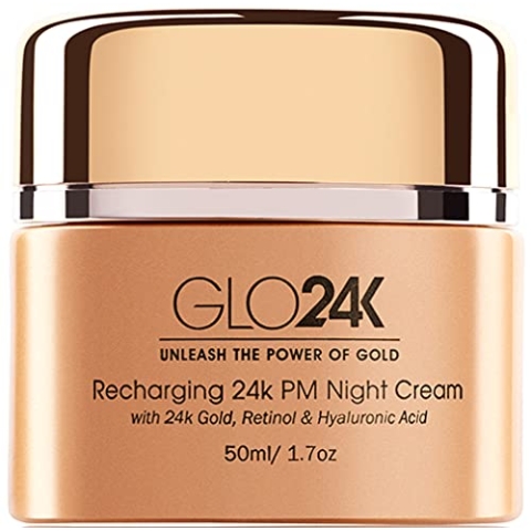 GLO24K Retinol Nachtcreme mit 24 Karat Gold, Antialterung Creme Formel mit HyaluronsŠure