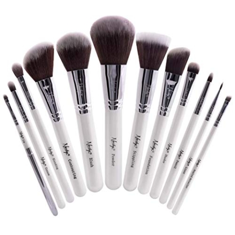 Nanshy Meisterhaftes Collection Make-up-Pinsel-Set – Onyx Schwarz oder Perlglanz Weiß (Perlglanz Weiß)